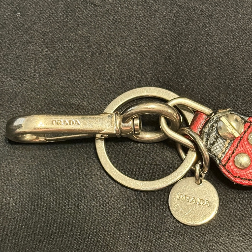 Prada Bellhop Red Leather Keychain with Metal Studs vintage - Picture 3 of 4